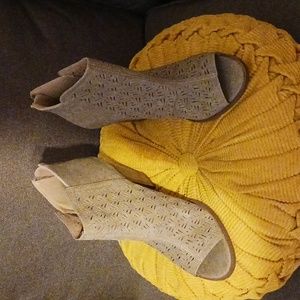 Restricted Ultra Suede Peep-toe Ankle Boots